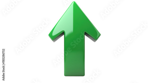 3d green arrow up isolated on white background 