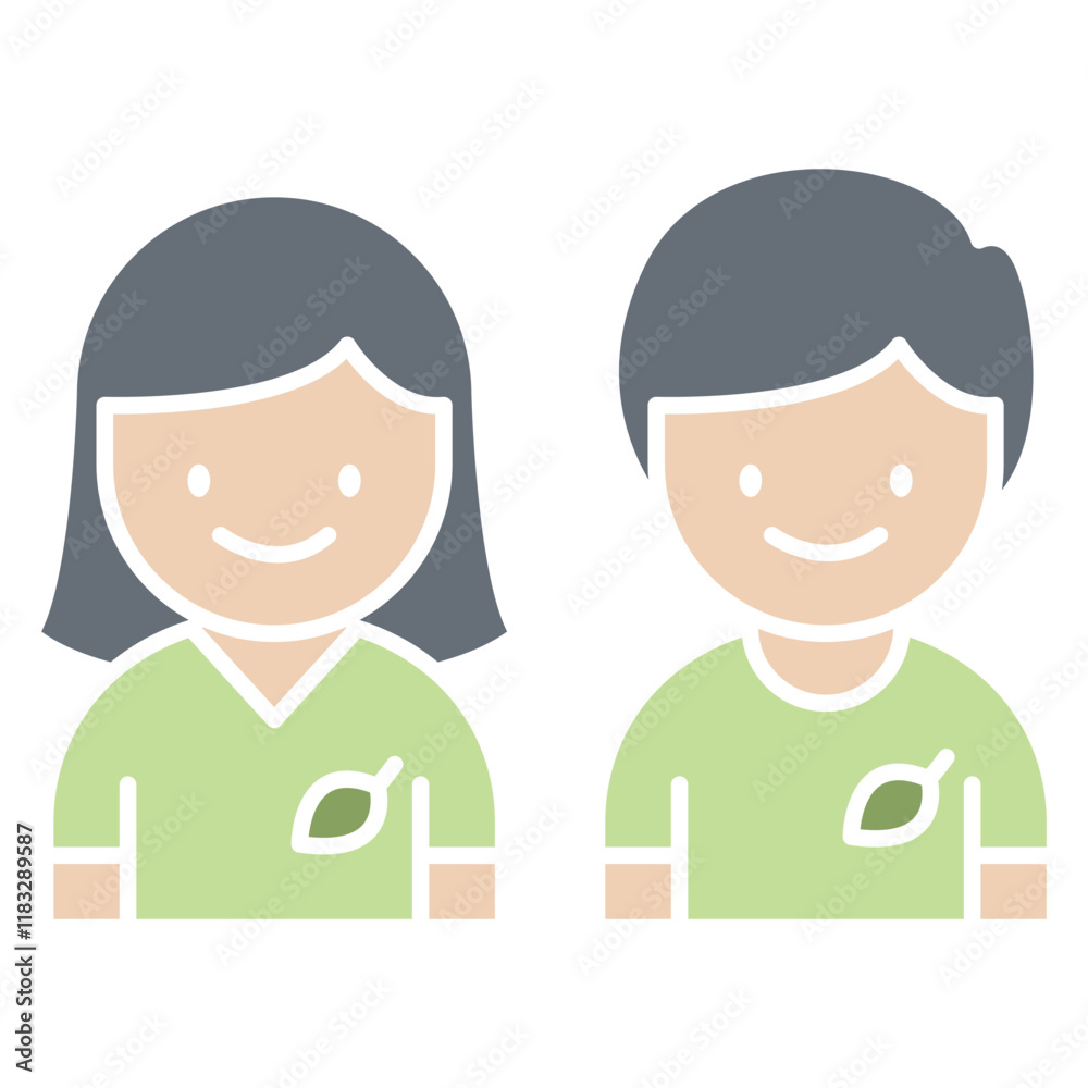 Eco People icon in flat color style Eco People icon in flat color style