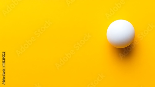 Single white sphere on yellow background.