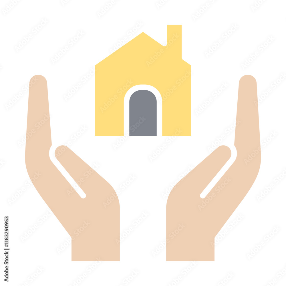 House insurance icon in flat color style House insurance icon in flat color style