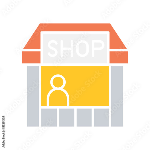 Shop icon in flat color style