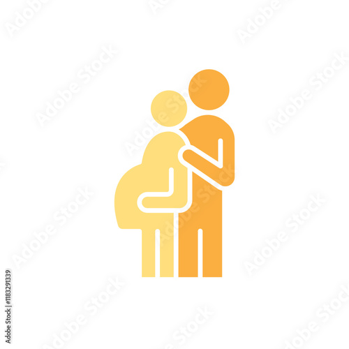 Family icon in flat color style