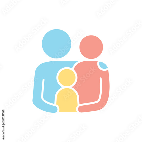 Family icon in flat color style