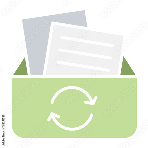 Recycle paper icon in flat color style