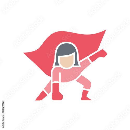 Superwoman icon in flat color style