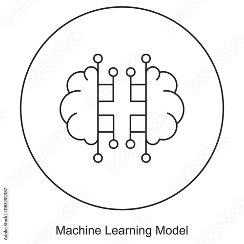 Machine Learning Model Icon, Building and Optimizing Effective Machine Learning Models, Mastering the Art of Machine Learning Model Development, vector