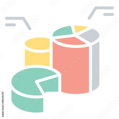 Data Diagram icon in flat color style