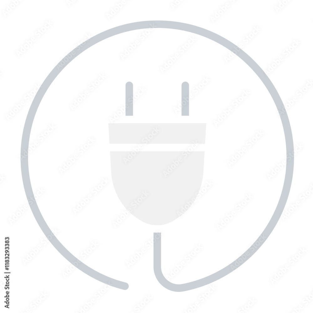 Two-pin plug icon in flat color style Two-pin plug icon in flat color style