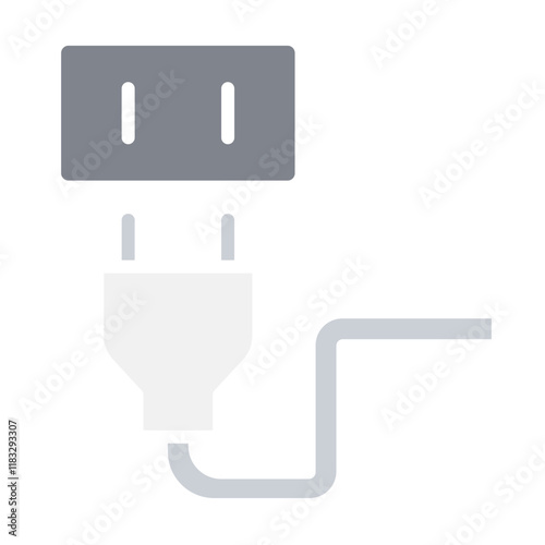 Plug and socket icon in flat color style