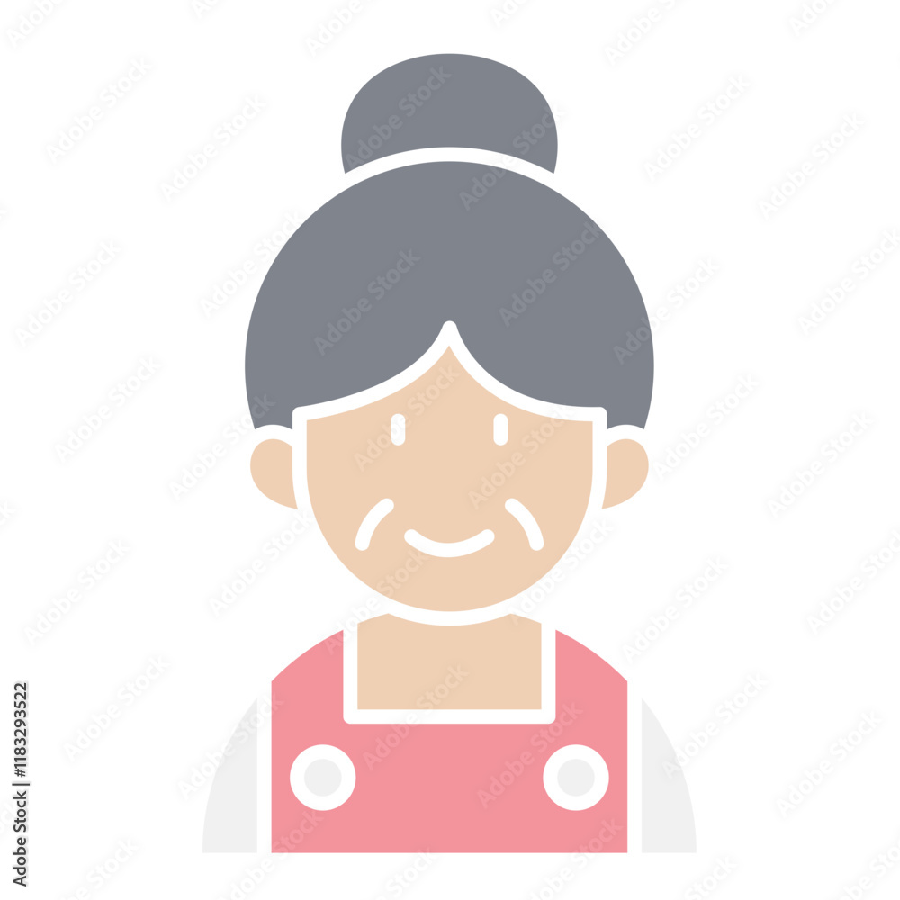 Elderly woman icon in flat color style Elderly woman icon in flat color style