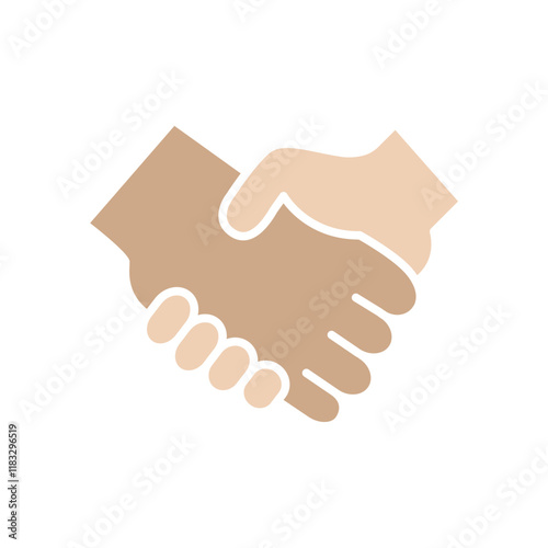 Shake hands icon in flat color style