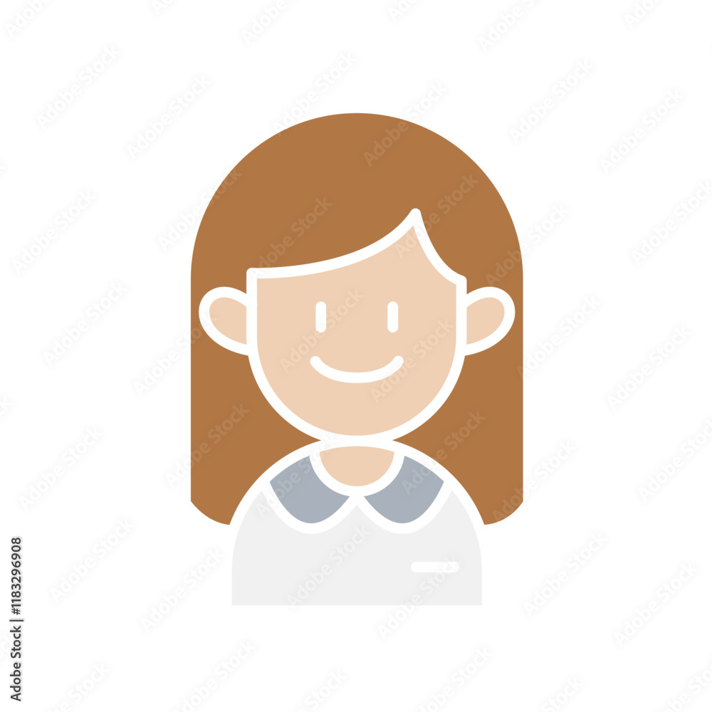 Female student icon in flat color style Female student icon in flat color style