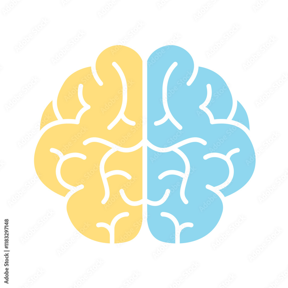 Brain icon in flat color style Brain icon in flat color style