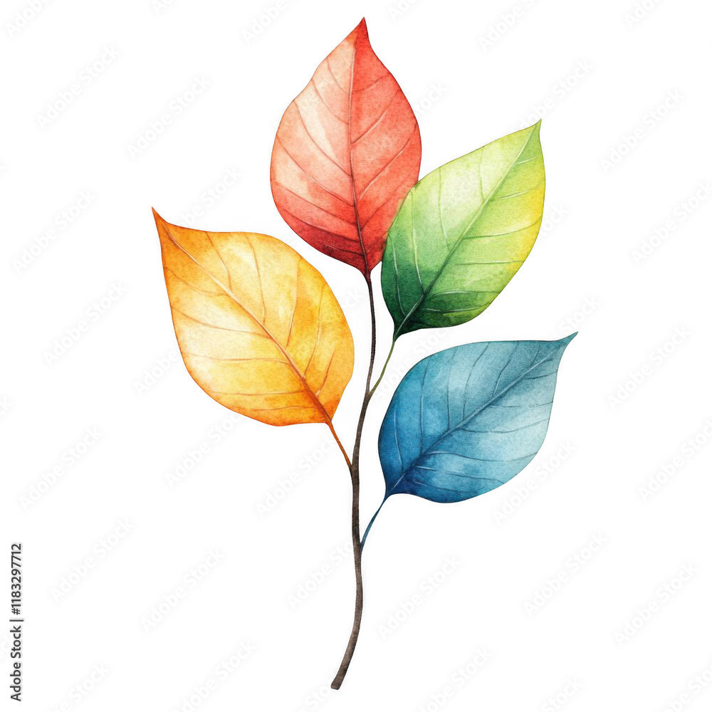 Obraz premium Watercolor leaves isolated on transparent or white background. Hand drawn vector illustration.