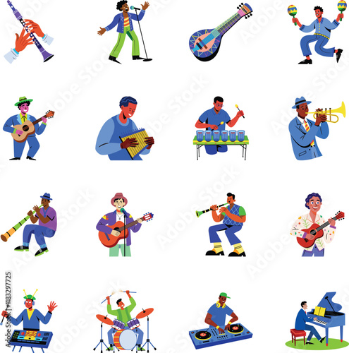 Modern Collection of Musician Illustrations

