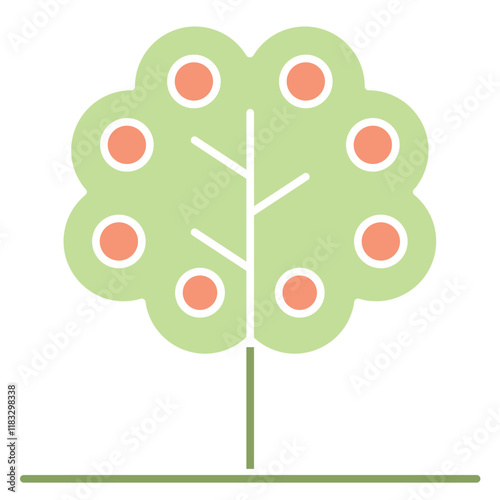 Tree icon in flat color style
