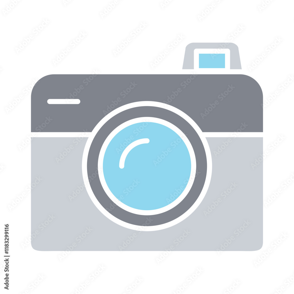 Camera icon in flat color style