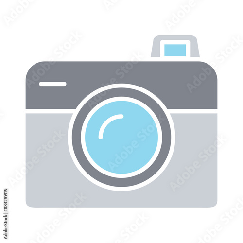 Camera icon in flat color style