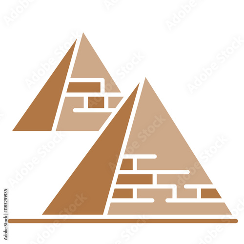 Pyramid icon in flat color style