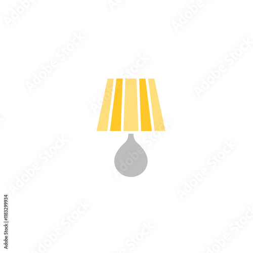 bedside lamp icon in flat color style