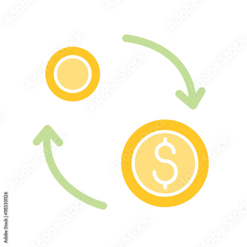 money exchange icon in flat color style