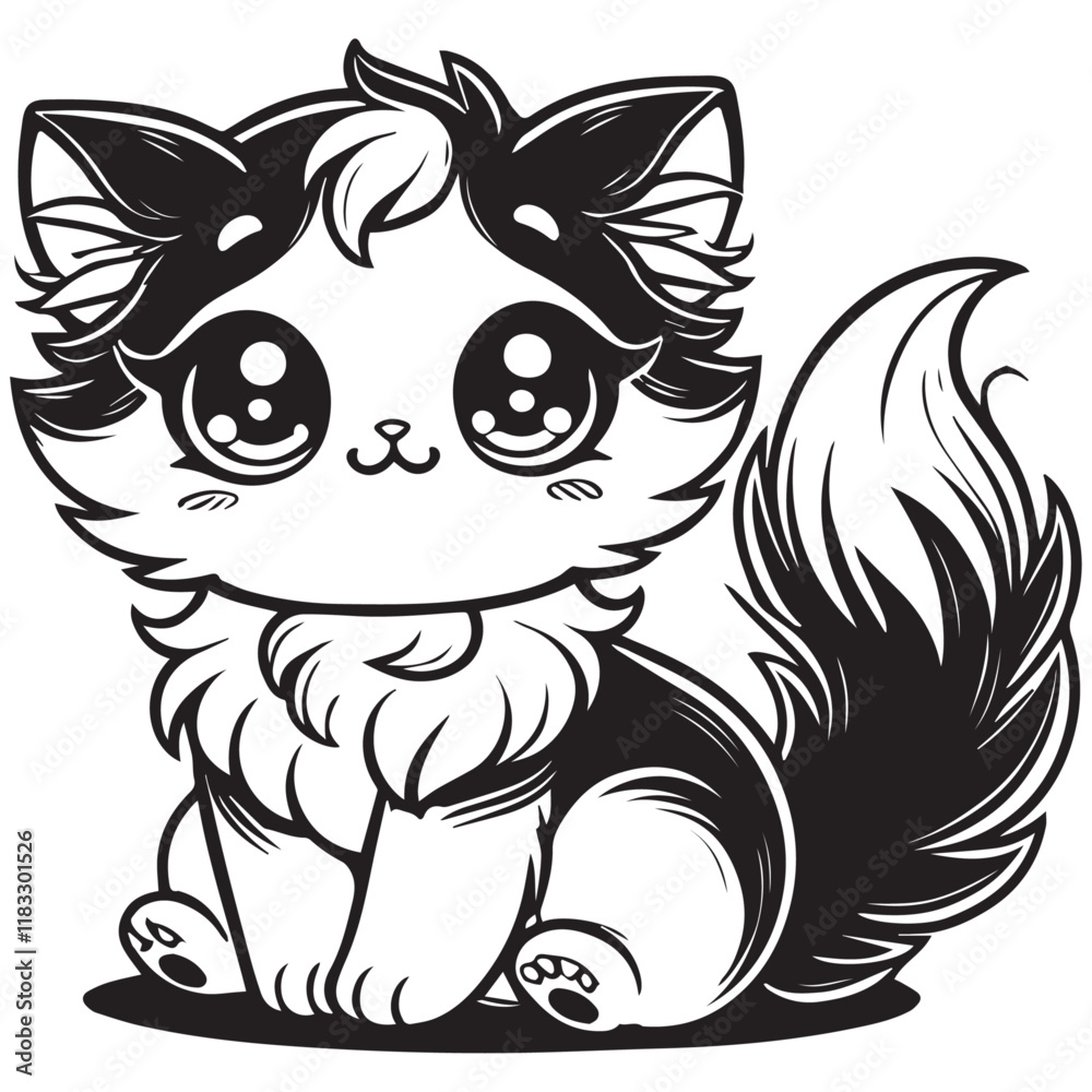 Fototapeta premium Vector of a cute cat design on white background. Pet. Animal. Easy editable layered vector illustration.