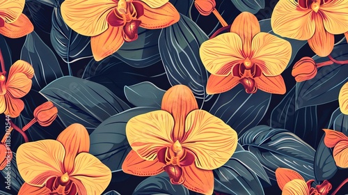 orchid seamless pattern wallpaper