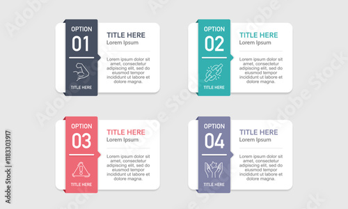 4 Infographic Options for Business Presentations. Brochure, Banner, Poster and Marketing. Vector illustration.