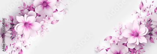 Spring flowers on a white background. White and gold flowers on a white background. Generated AI. Banner