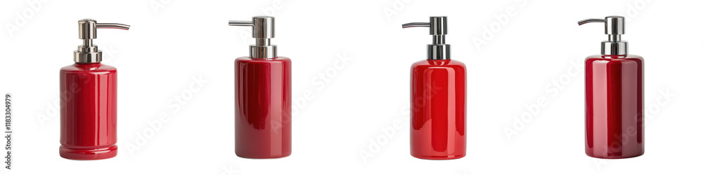 Closeup view of a red soap dispenser placed on a white ceramic sink in a modern minimalist bathroom interior The chrome dispenser contrasts with the clean sleek design of the bathroom fixture Closeup view of a red soap dispenser placed on a white ceramic sink in a modern minimalist bathroom interior The chrome dispenser contrasts with the clean sleek design of the bathroom fixture