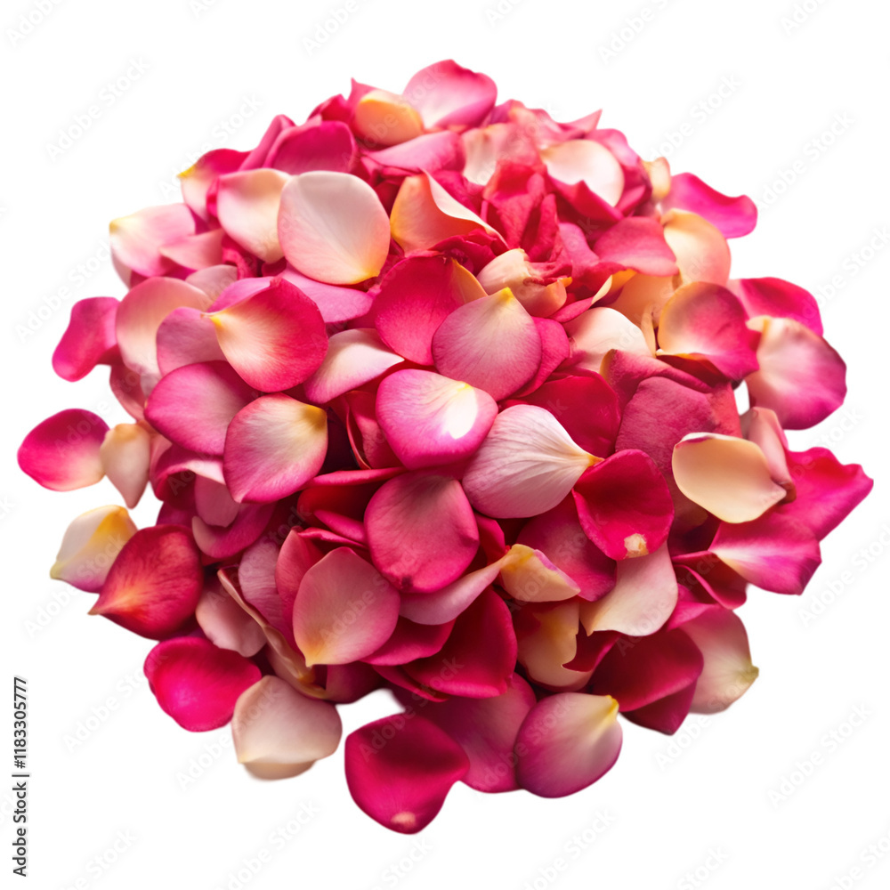 Fototapeta premium Pile of rose petals isolated on transparent background