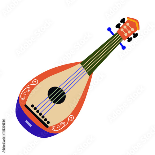 A flat illustration depicting lute music