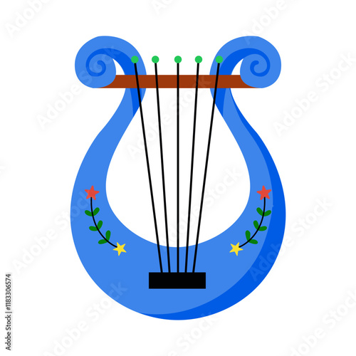 A flat illustration of lyre instrument