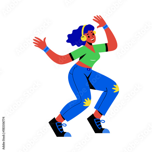 A flat style illustration of solo dancer