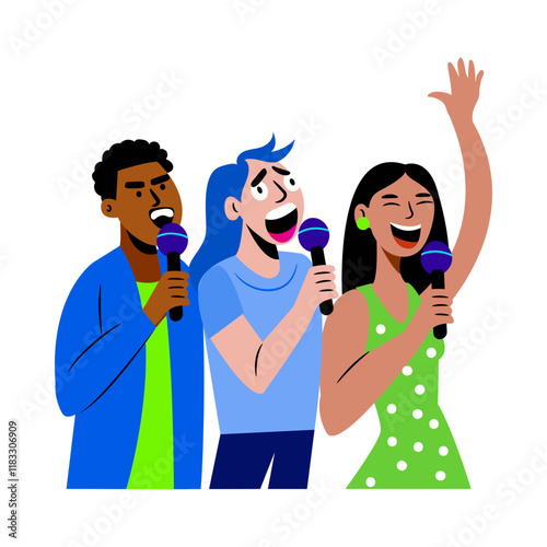 A flat illustration depicting backing vocalists