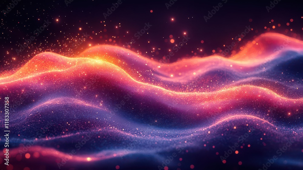 Fototapeta premium A visually stunning abstract representation of glowing waves in vibrant colors, creating a sense of depth and movement.