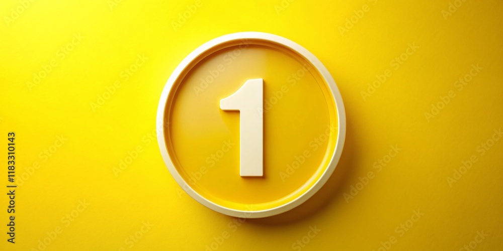 Number One Winner Badge, Yellow Oval with White Border, Gold Medal Concept, First Place Award Number One Winner Badge, Yellow Oval with White Border, Gold Medal Concept, First Place Award