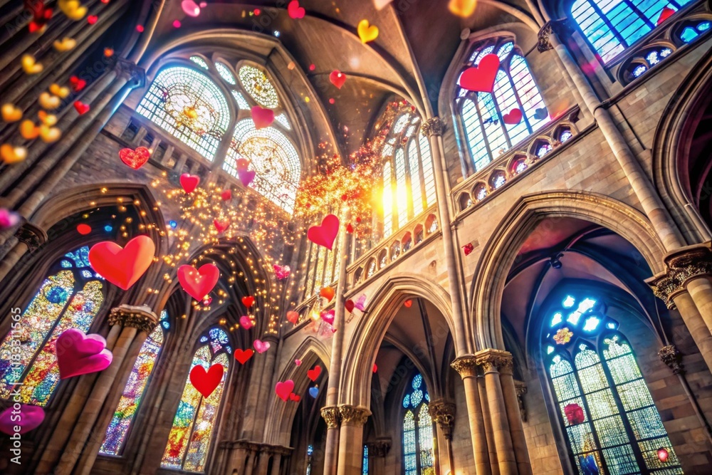 Fototapeta premium A church with stained glass windows