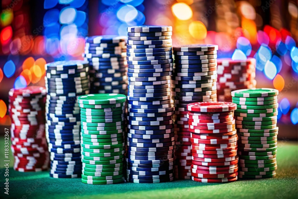 A pile of poker chips in various colors and sizes A pile of poker chips in various colors and sizes