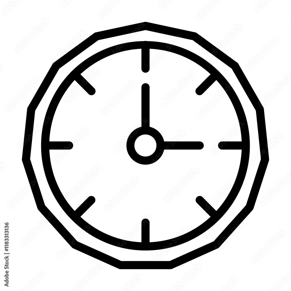Clock Vector Line Icon Design
