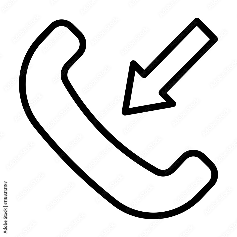 Incoming Call Vector Line Icon Design Incoming Call Vector Line Icon Design