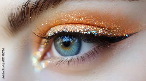 Sparkling eye makeup with glitter