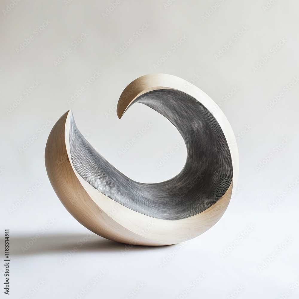 Abstract Wooden Sculpture: Modern Wave Form Art Abstract Wooden Sculpture: Modern Wave Form Art