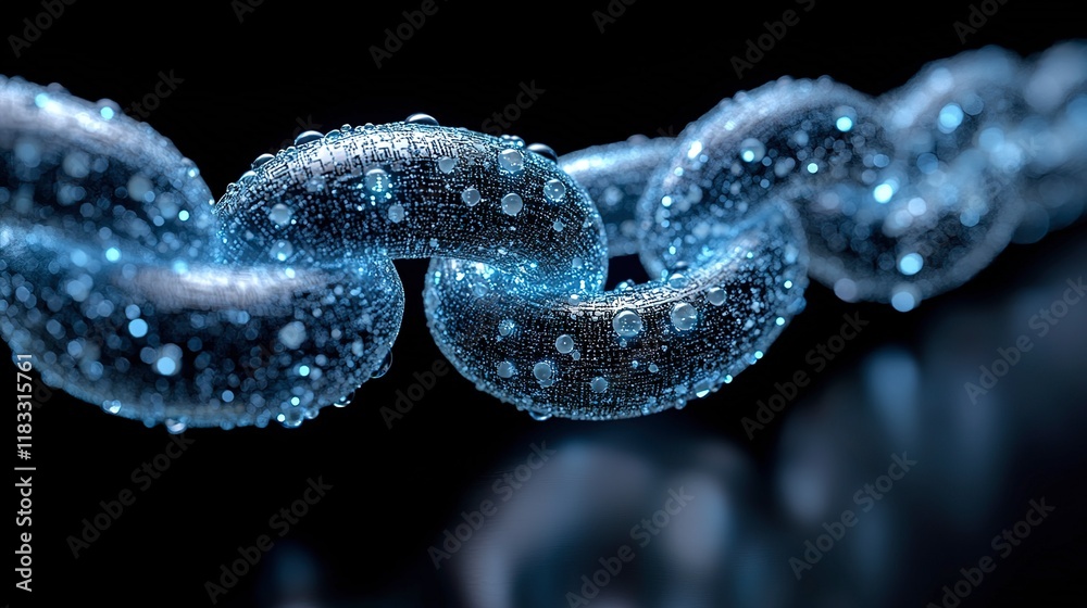 Water Droplets Adorn A Digital Chain Link Water Droplets Adorn A Digital Chain Link