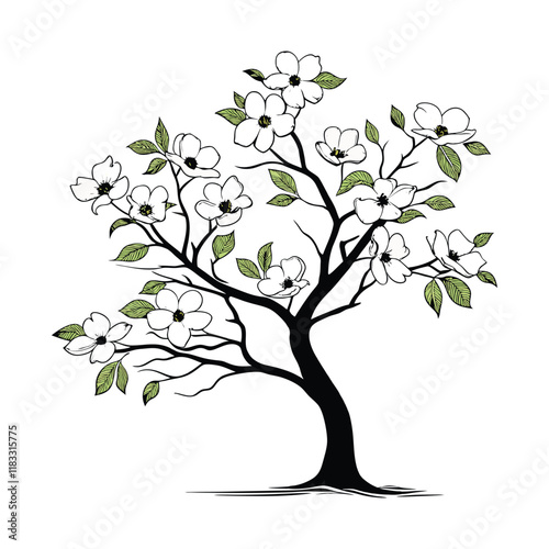 Dogwood Ttree solid color with white background 3.eps