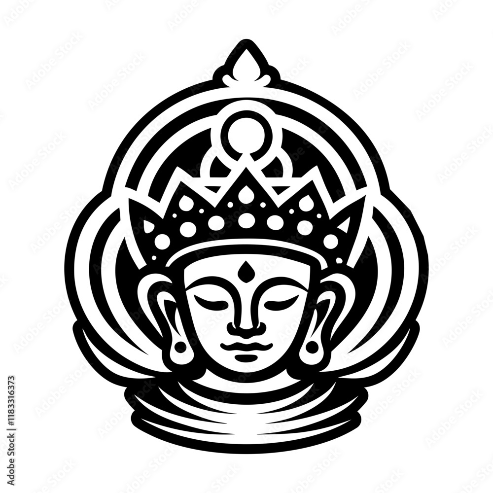 Naklejka premium A glyph icon depicting bodhisattva head