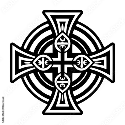 A solid style icon of celtic cross symbol