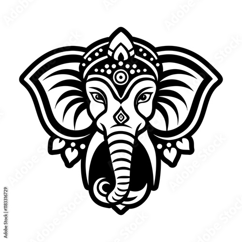 A glyph icon of oriental elephant tattoo