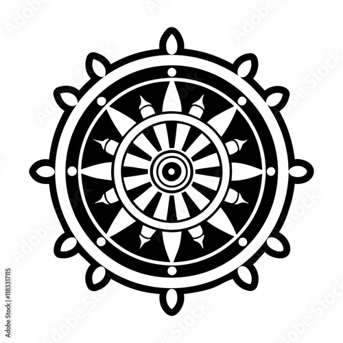 A solid style icon of life wheel symbol
