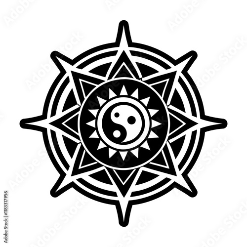 Yin yang symbol icon in filled style